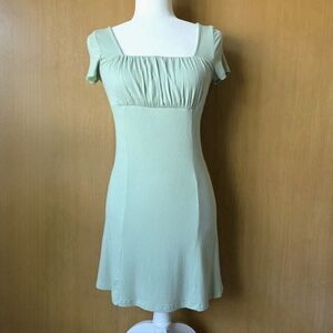 NWT Stitch & Pine Girls Sage Green Ribbed Mini Dress Size L 14